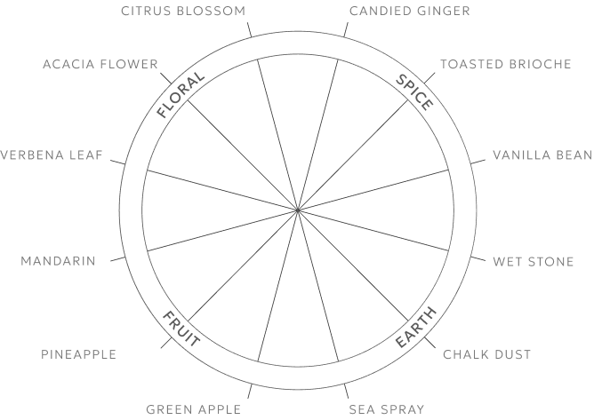 Chemistry Blanc de Blancs characteristics chart.